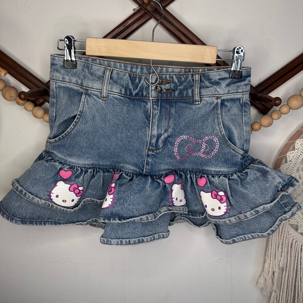 Hello Kitty Pink Heart Denim Mini Skirt